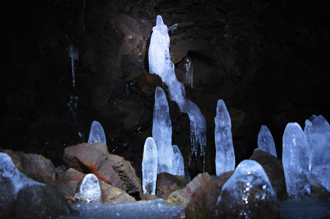 Unique naturally grown ice stalagmites and stalactites © Coupleofmen.com