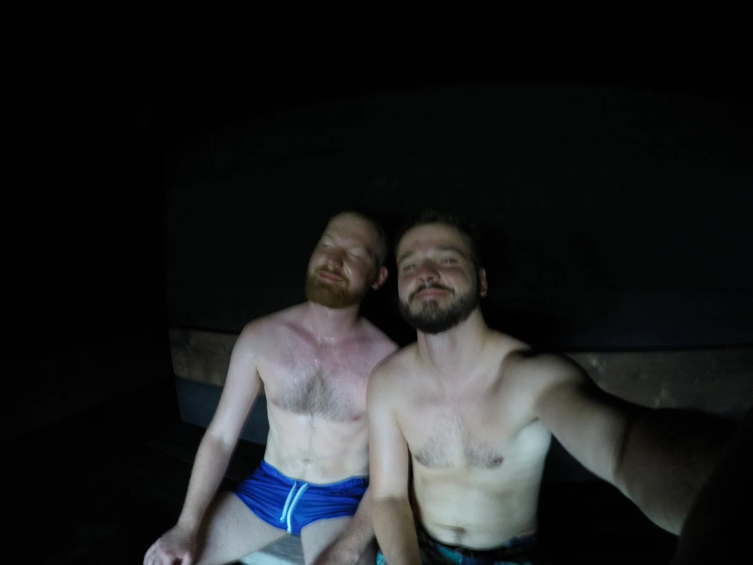 Gay Selfie in the Finnish Sauna Löyly | Gay Couple Finnish Design Sauna LÖYLY Helsinki © CoupleofMen.com