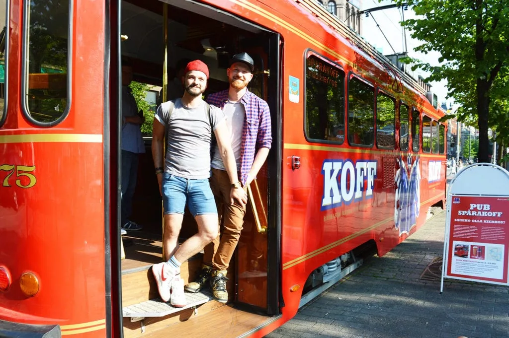 Spårakoff Pub Tram | Gay Couple City Weekend Helsinki Finland © Coupleofmen.com