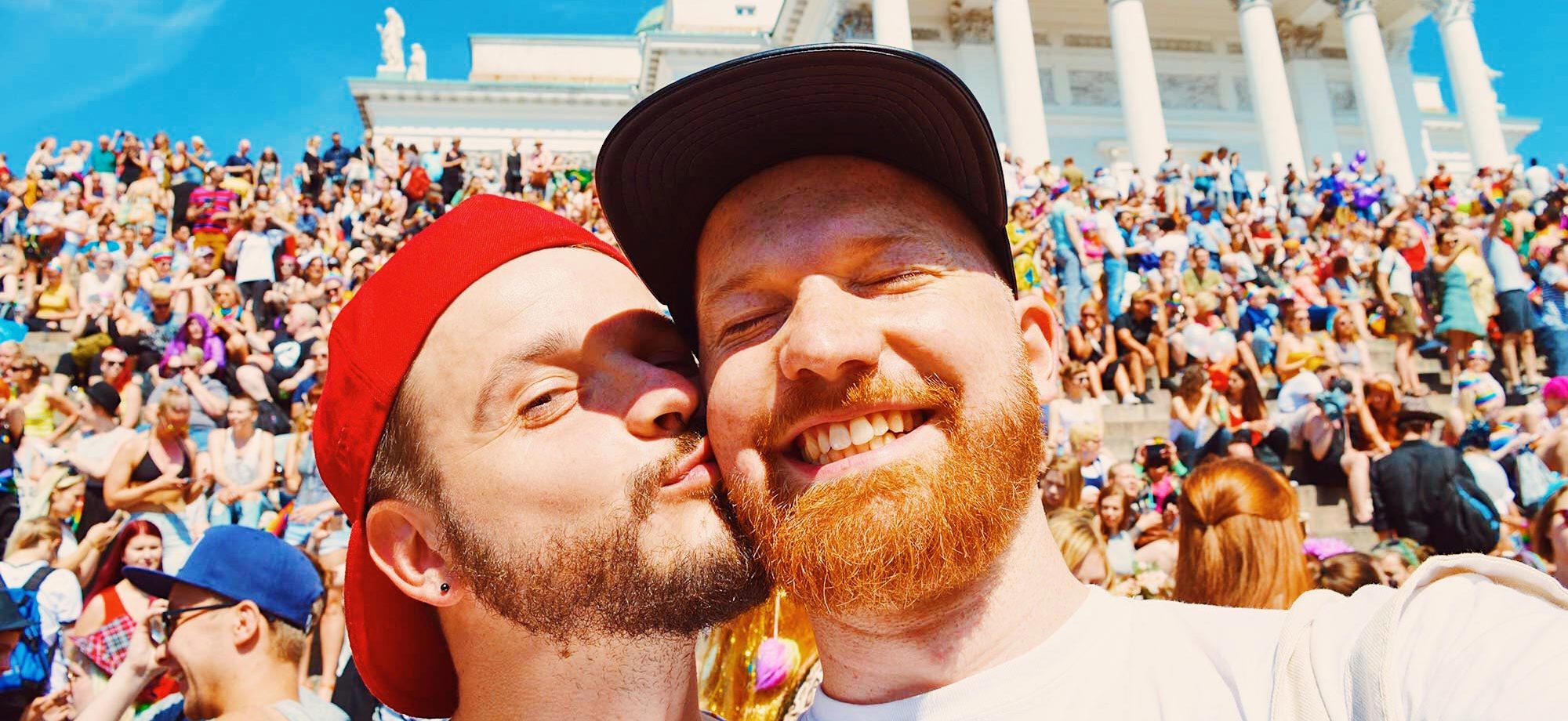 Couple of Men Gay Pride Trips - Love Kiss | Gay Pride Helsinki LGBTQ Festival Parade 2016 © CoupleofMen.com
