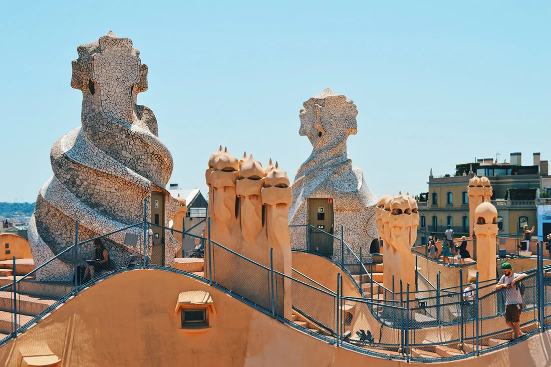 Daan on the roof top | Gay Travel Guide Gaudi Architecture Casa Mila La Pedrera © Coupleofmen.com