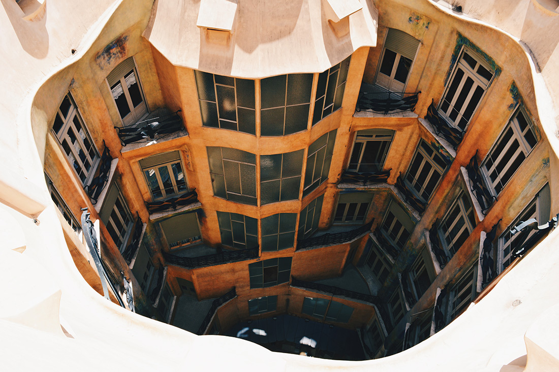 Inner Courtyard | Gay Travel Guide Gaudi Architecture Casa Mila La Pedrera © Coupleofmen.com