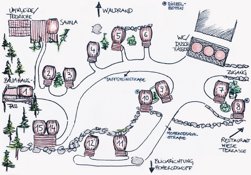 Overview map Wine Barrel Village | Slumber Wine Barrel Taufsteinhütte © Coupleofmen.com