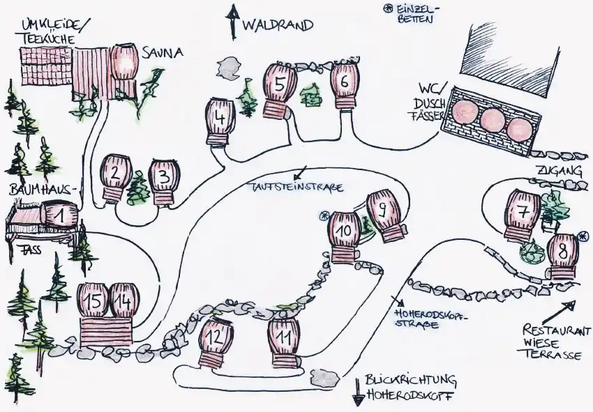 Overview map Wine Barrel Village | Slumber Wine Barrel Taufsteinhütte © Coupleofmen.com
