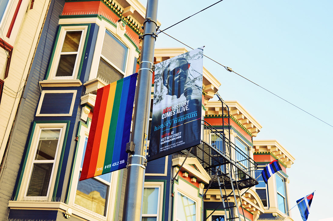 Beautiful houses of the Castro District decorated with rainbow flags © CoupleofMen.com