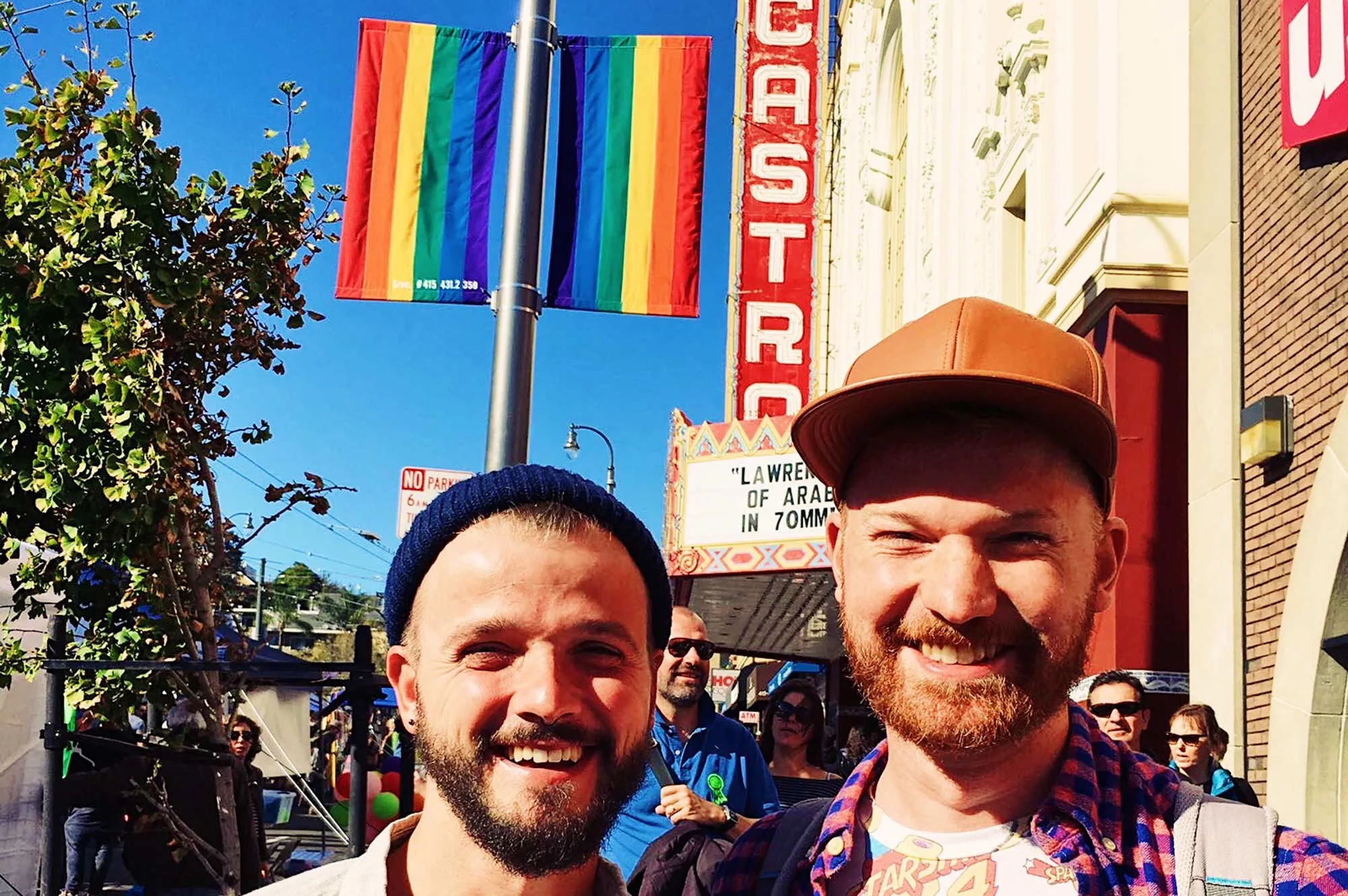 Karl & Daan enjoying the rainbow festival | Our Photo Story Castro Street Fair San Francisco © CoupleofMen.com Gay California Travel Guide