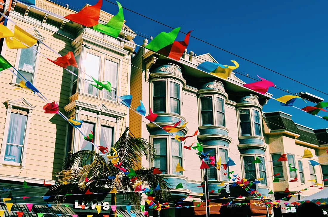 Rainbow flags all over Castro district, but not for pride © CoupleofMen.com
