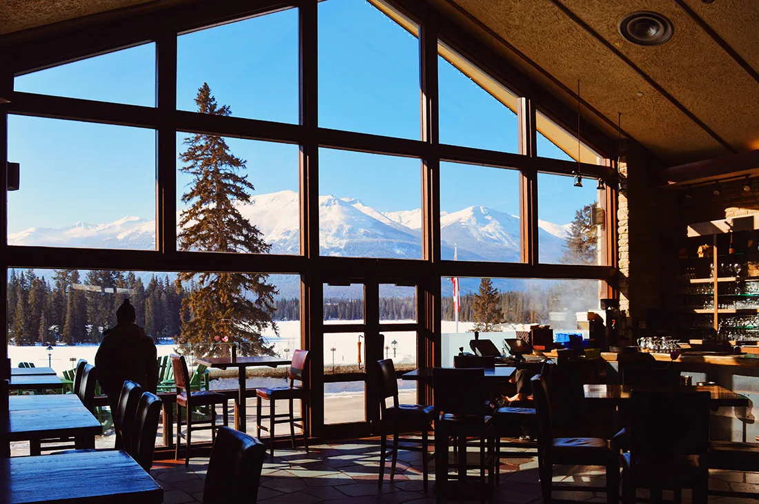 Staying with a view over the Canadian Rockies from the Lobby © CoupleofMen.com