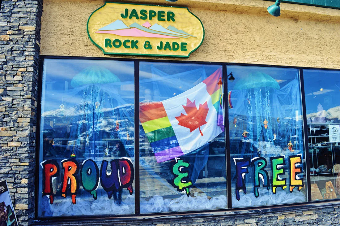 Window Rainbow Decoration Challenge | Highlights Jasper Pride Festival Rainbow Parade Marmot Basin © CoupleofMen.com