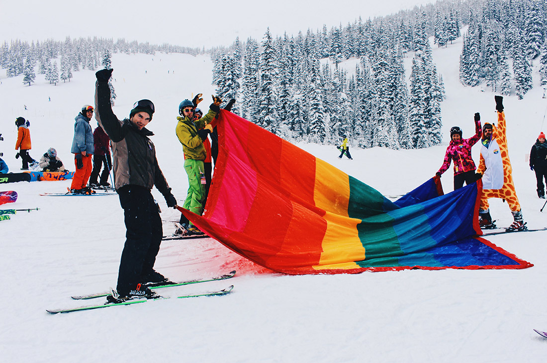 Gay Pride Rainbow Parade on the Ski Hills of Marmot Basin | Highlights Jasper Pride Festival Rainbow Parade Marmot Basin © Steven Bereznai