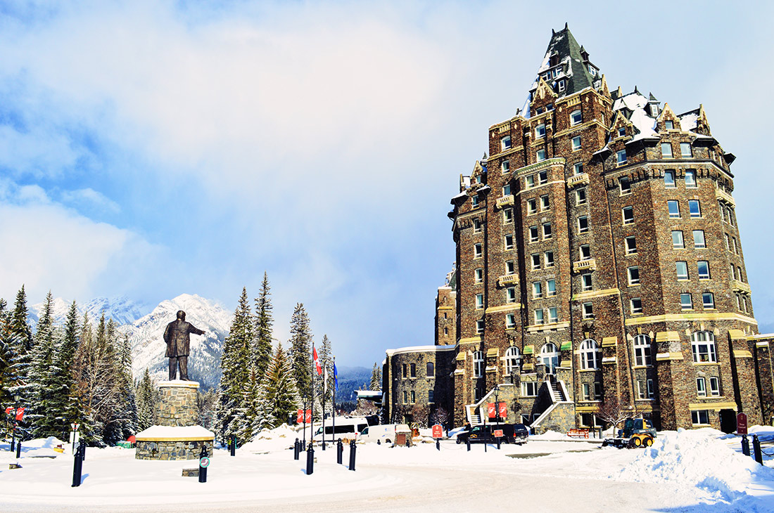 Unique architecture and design like a knight's castle in the Rocky Mountains | Fairmont Banff Springs Castle Hotel Gay-Friendly © CoupleofMen.com