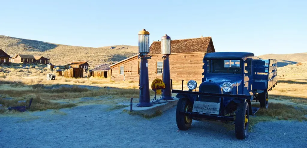 Gasoline stop in Bodie with an original Dodge Graham | Ghost Town Bodie State Historic Park California © CoupleofMen.com