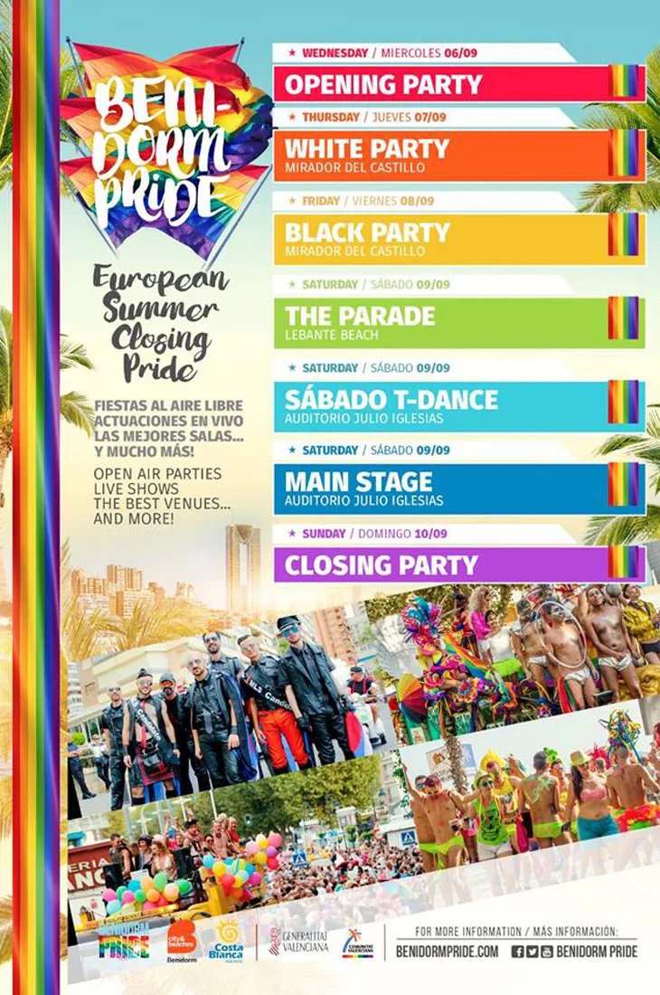 Official program Benidorm Pride 2017 | Gay Couple Travel Blogger Benidorm Pride Spain