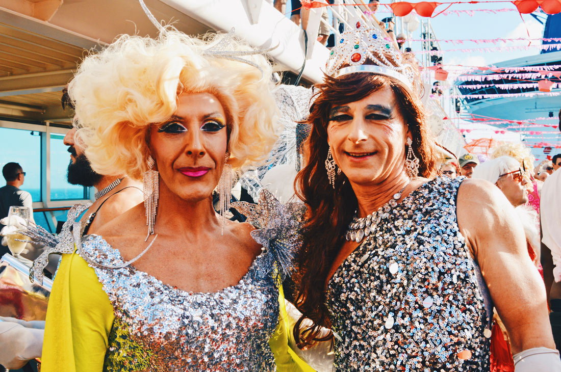 Gay Man dressed as woman, drag queens, Lady T-Dance Party The Cruise 2017 © CoupleofMen.com