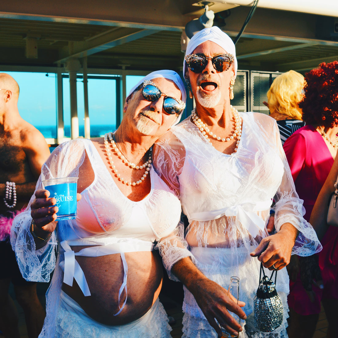 Gay Man dressed as woman, drag queens, Lady T-Dance Party The Cruise 2017 © CoupleofMen.com