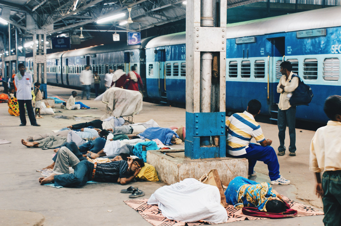 Sleeping travelers at Train Station Varanasi | Gay Travel Nepal Photo Story Himalayas © CoupleofMen.com