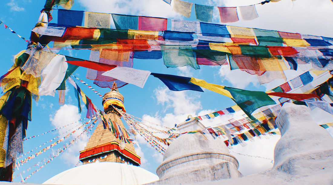 Praying flags at Boudhanath Stupa | Gay Travel Nepal Photo Story Himalayas © CoupleofMen.com