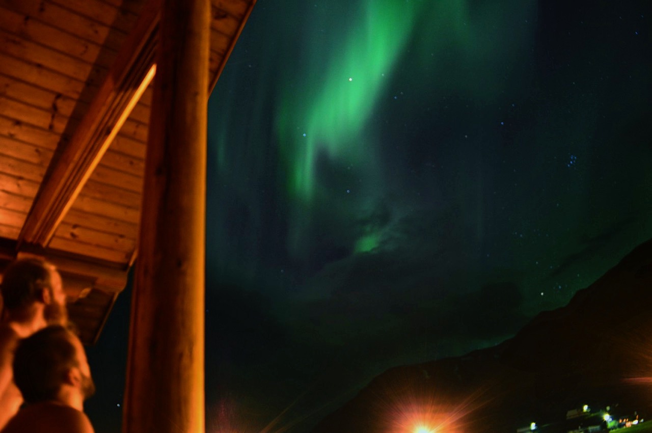 Yes, that's us in the left corner sitting in our hot tub watching Aurora Borealis © CoupleofMen.com