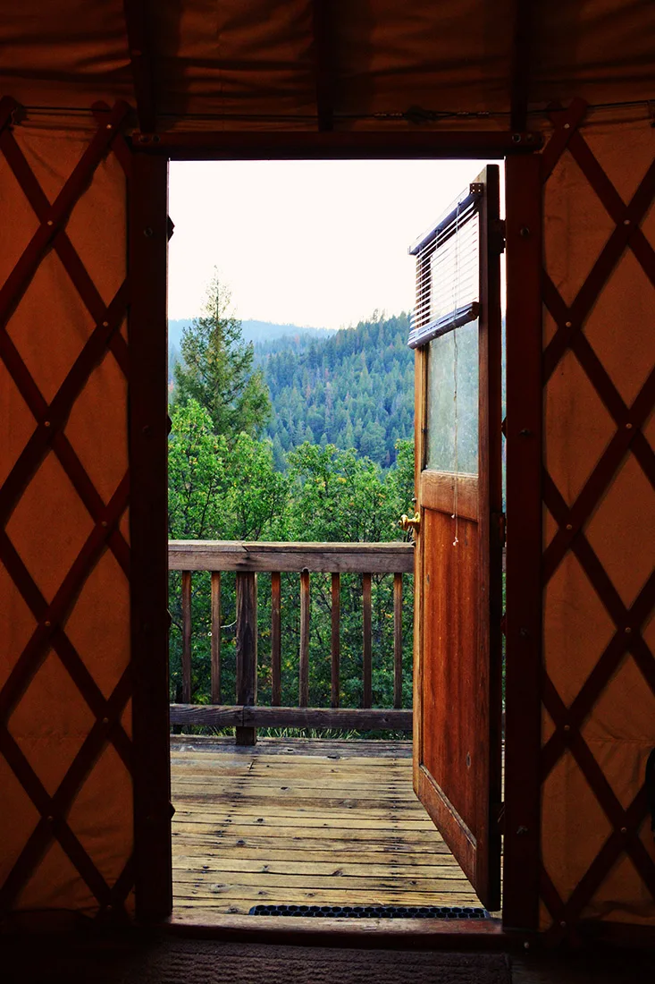 Open the door to our nature adventure: from the Yurt into Yosemite National Park © Coupleofmen.com