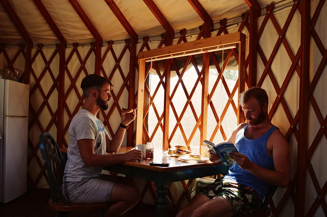 Getting ready for our Yosemite Park adventure with a good healthy breakfast © Coupleofmen.com
