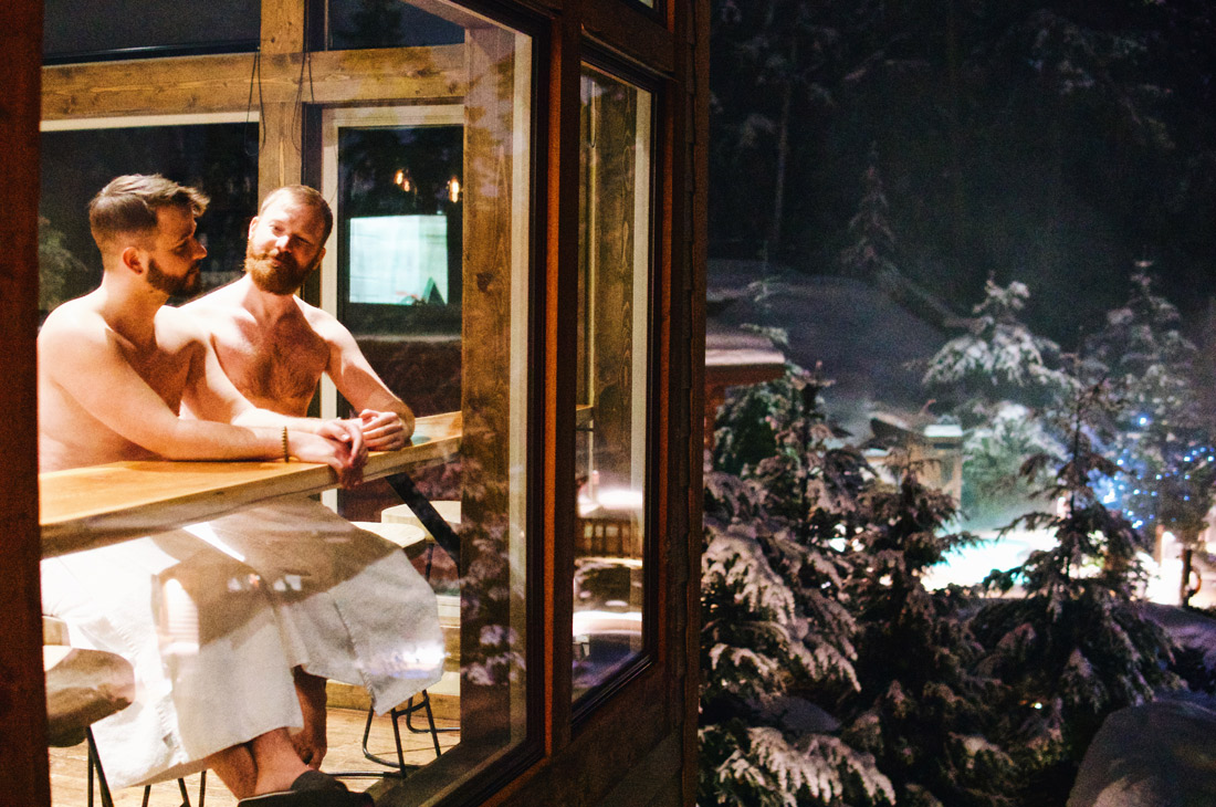 Spending a relaxing night at Scandinave Spa Whistler | Zip Lining Snowmobiling TAG Whistler Gay-friendly © Coupleofmen.com