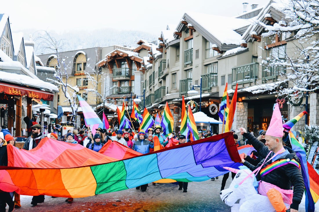 Colorful first Pride Event of the Canadian LGBTQ+ Pride Season | Whistler Pride 2018 Gay Ski Week © Coupleofmen.com