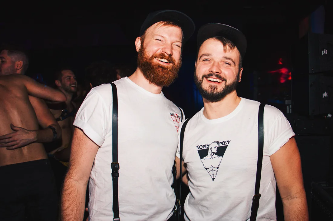 Dressed in our Tom of Finland shirts for Furrocious Military Ball | Whistler Pride 2018 Gay Ski Week © Darnell Collins