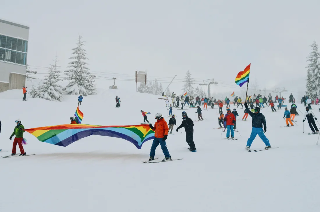 Starting with the Rainbow Parade on the Ski Hills | Whistler Pride 2018 Gay Ski Week © Coupleofmen.com