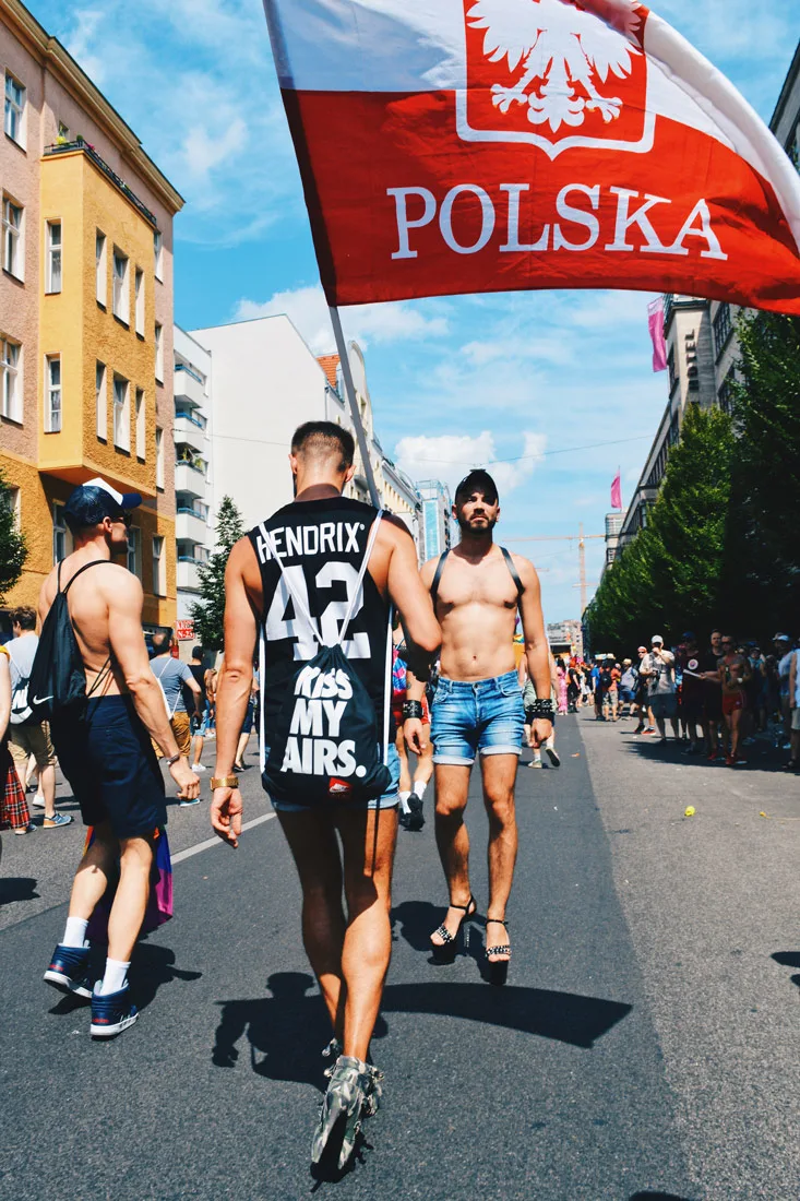 Polish LGBTQ+ supporting the local community in Berlin demonstrating for equal rights on high heels | CSD Berlin Gay Pride 2018 © Coupleofmen.com