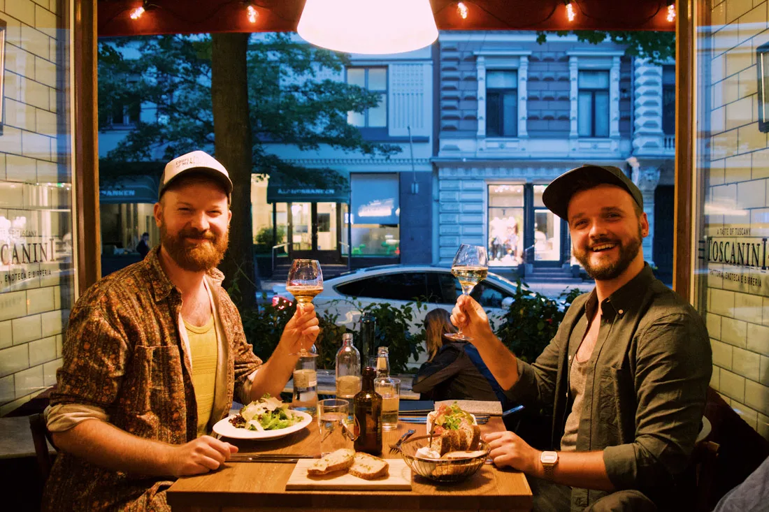 Dinner time with a view at the Italian hotel restaurant Toscanini | Klaus K Hotel Helsinki Gay-friendly Tom of Finland Package © Coupleofmen.com