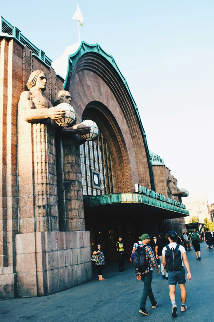 Passing by Helsinki Central Station on our Tom of Finland City | Klaus K Hotel Helsinki Gay-friendly Tom of Finland Package © Coupleofmen.com