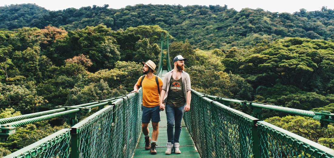 Gay Travel Journal Costa Rica Stunning view over the treetops of the world-famous cloud forest in Monteverde | Exploring Gay-friendly Costa Rica hand-in-hand together © Coupleofmen.com