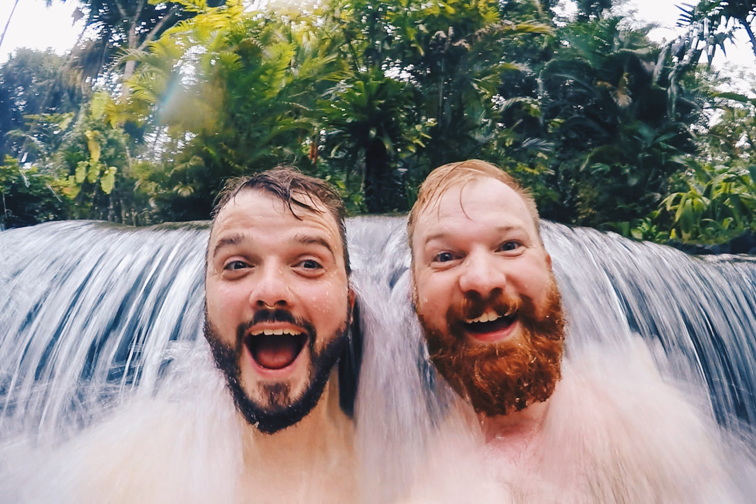 Gay Travel Journal Costa Rica Enjoying the Tabacon Hot Springs in Arenal Volcano National Park | Gay-friendly Costa Rica © Coupleofmen.com