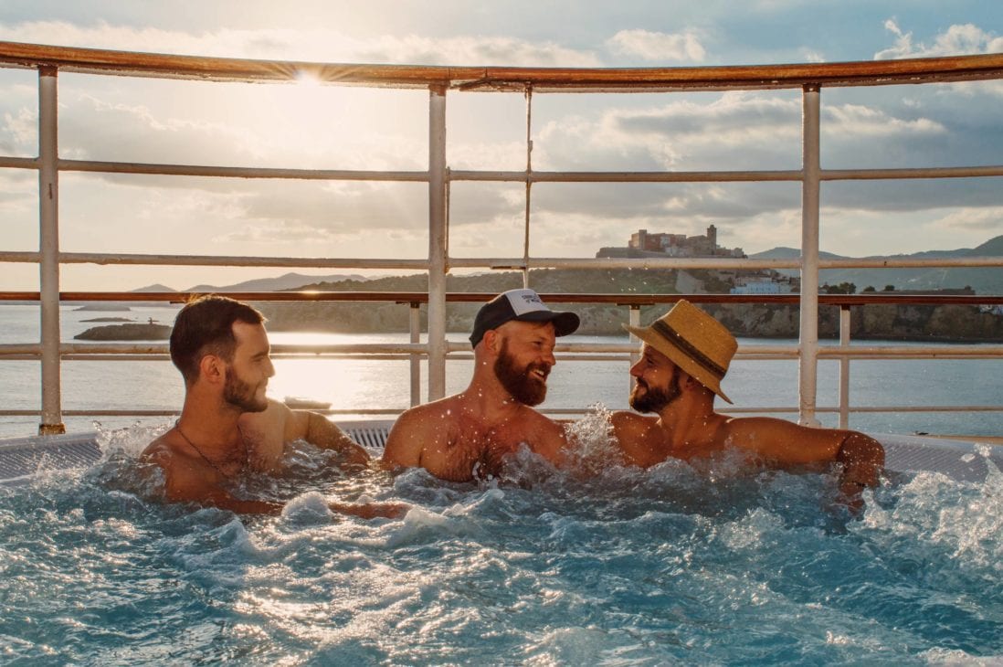 Enjoying some warm winter moments in the pool onboard the cruise ship