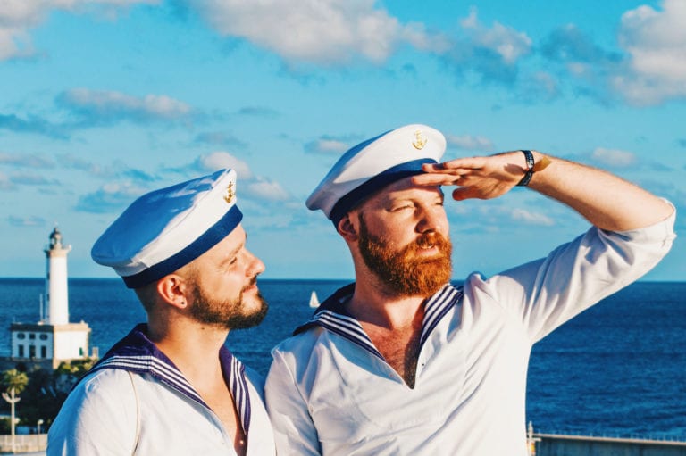 We love to be dressed as sailor men for our 1st Gay Cruise by Open Sea Cruises x Axel © Coupleofmen.com