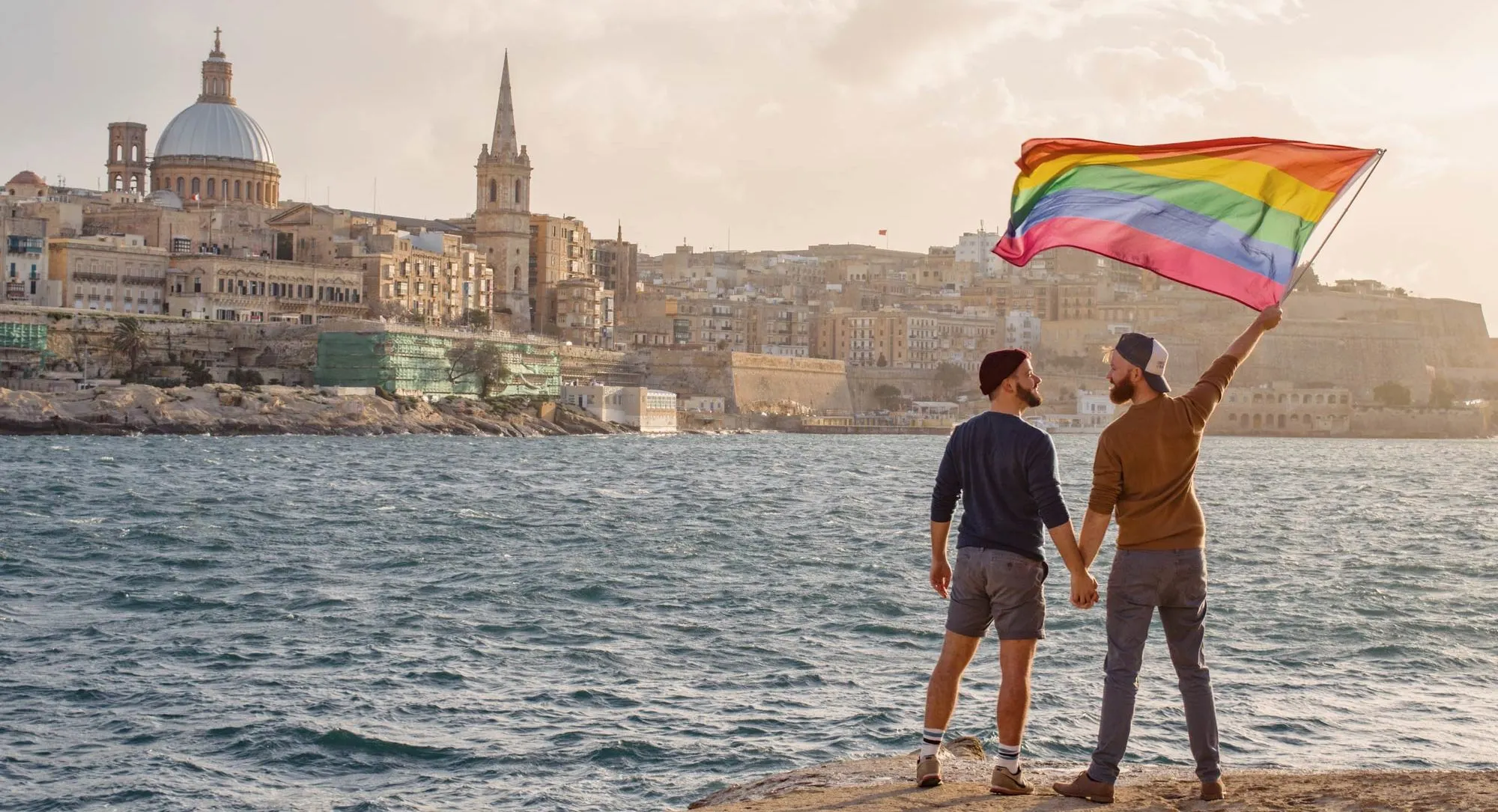 Spartacus Gay Travel Index 2019 Raising the Pride Flag in Valetta, Malta © Coupleofmen.com