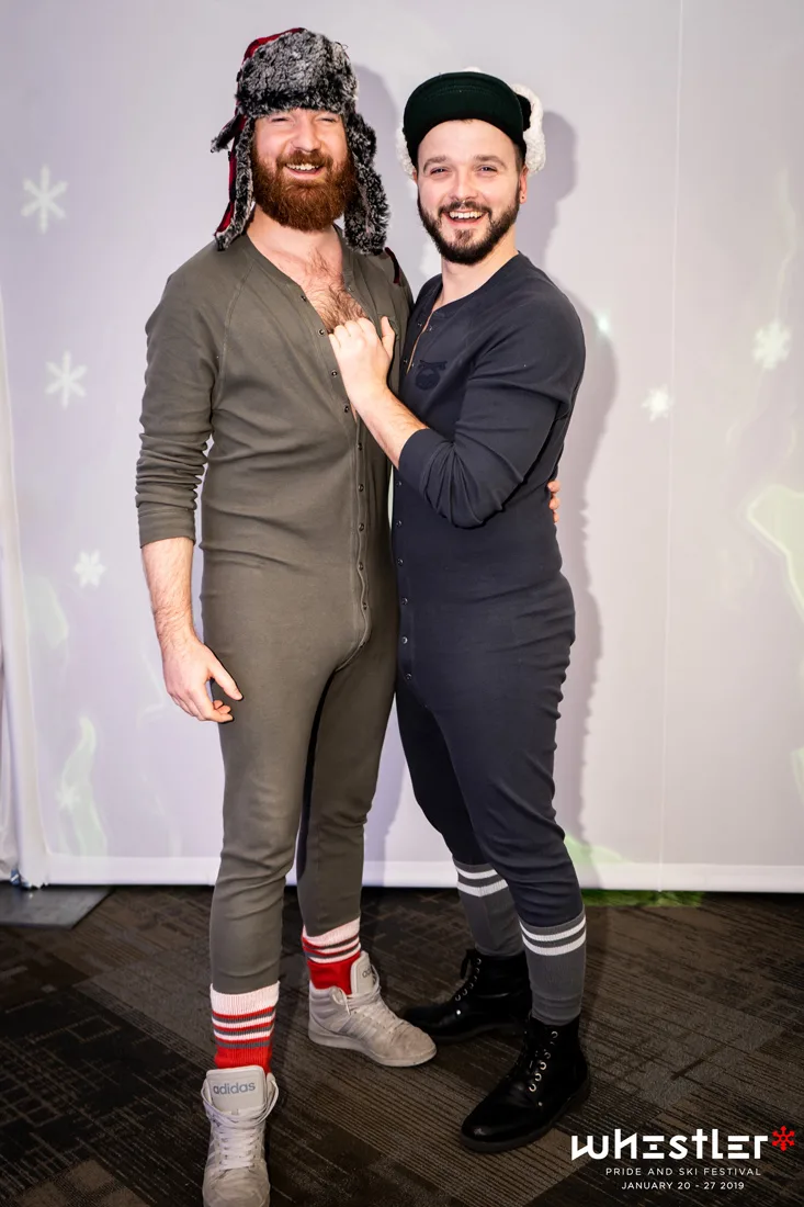 Whistler Pride Ski Festival Whistler Pride Gay Skiwoche Our outfits for the 2019 edition of Snowball: Cozy Onesies and huts to stay warm © Whistler Pride/ Photo by Darnell Collins