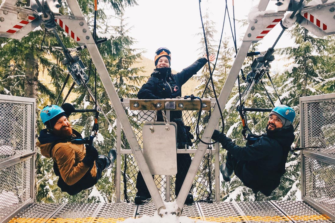 Whistler Pride Gay Skiwoche Zip Line Adventure with TAG during Whistler Pride and Ski Festival 2019 © Coupleofmen.com