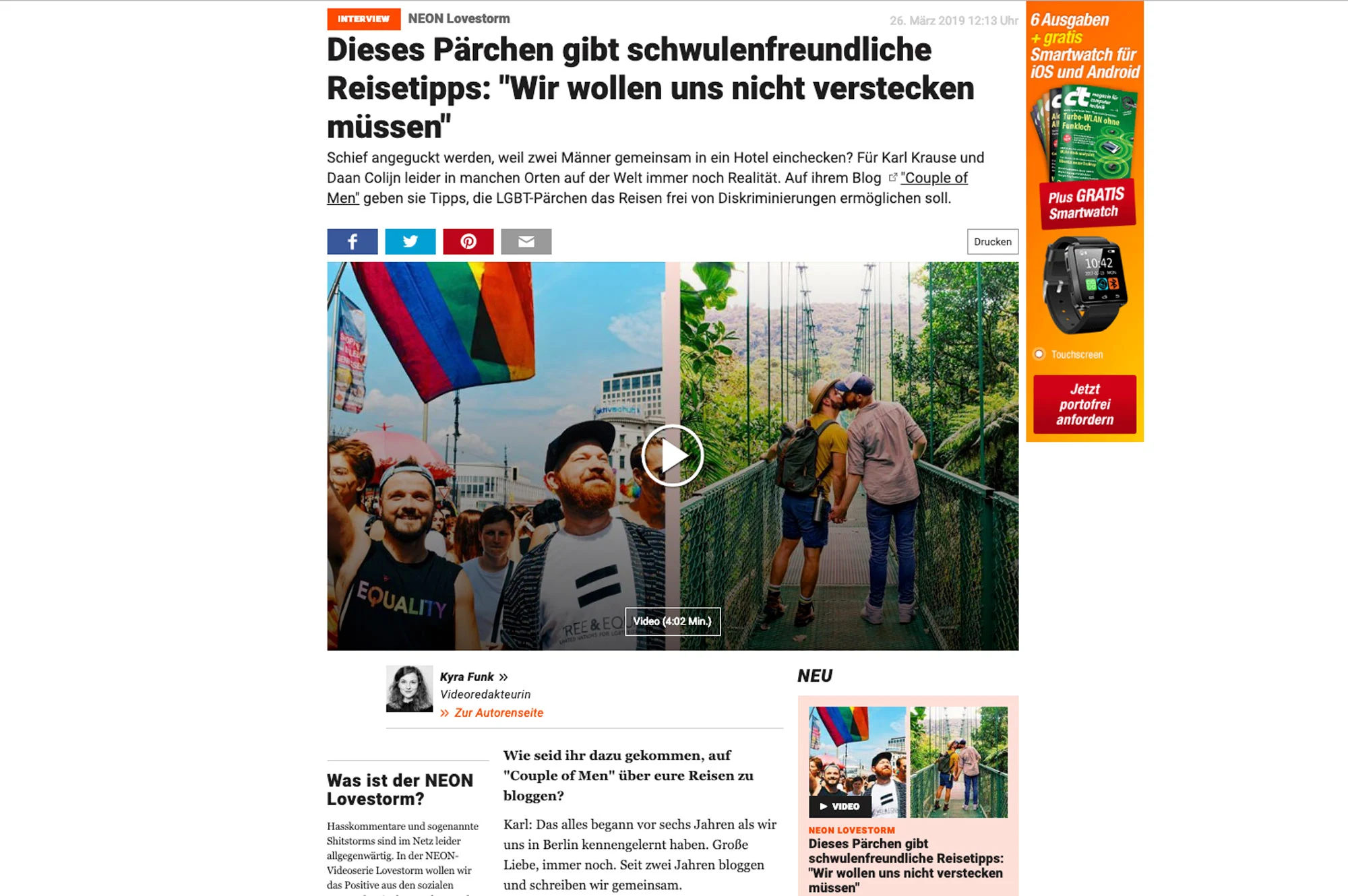 Stern Interview: Couple of Men über "Schwulenfreundliche Reisetipps"