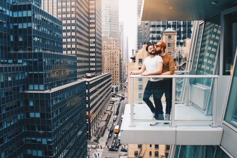A gay kiss in Manhattan New York City for World Pride 2019 © Coupleofmen.com