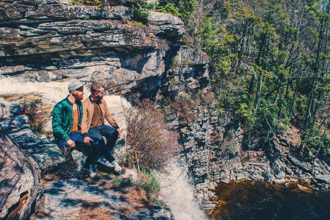 Gay Reise Dutchess County Sitting by the Awosting Falls at Minnewaska State Park Preserve on the Shawangunk Mountain ridge © Coupleofmen.com
