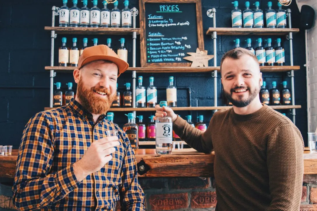 Gay Reise Dutchess County Great 9 Gin it is! This bottle of delicious Gin made at Denning's Point Distillery made it all the way home to Amsterdam © Coupleofmen.com
