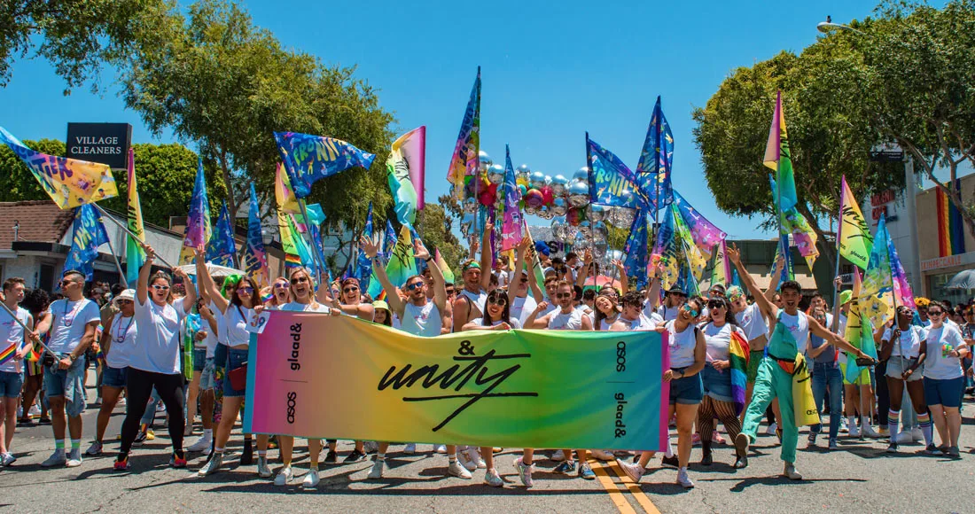 So many proud and rainbow colored people demonstrating side by side on the street for Equality and Love - LA Pride West Hollywood 2019 © Coupleofmen.com