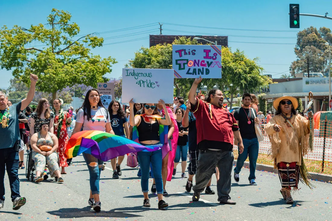Indigenous Pride attendees marching as part of LA Pride 2019 © Coupleofmen.com
