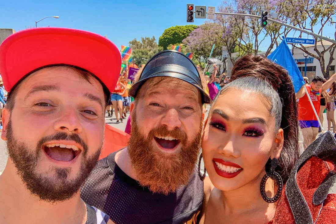 OMG! What a surprise - Proud and happy for this gay selfie with Gia Gunn, Drag Queen from RuPaul's Drag Race, during LA Pride West Hollywood © Coupleofmen.com