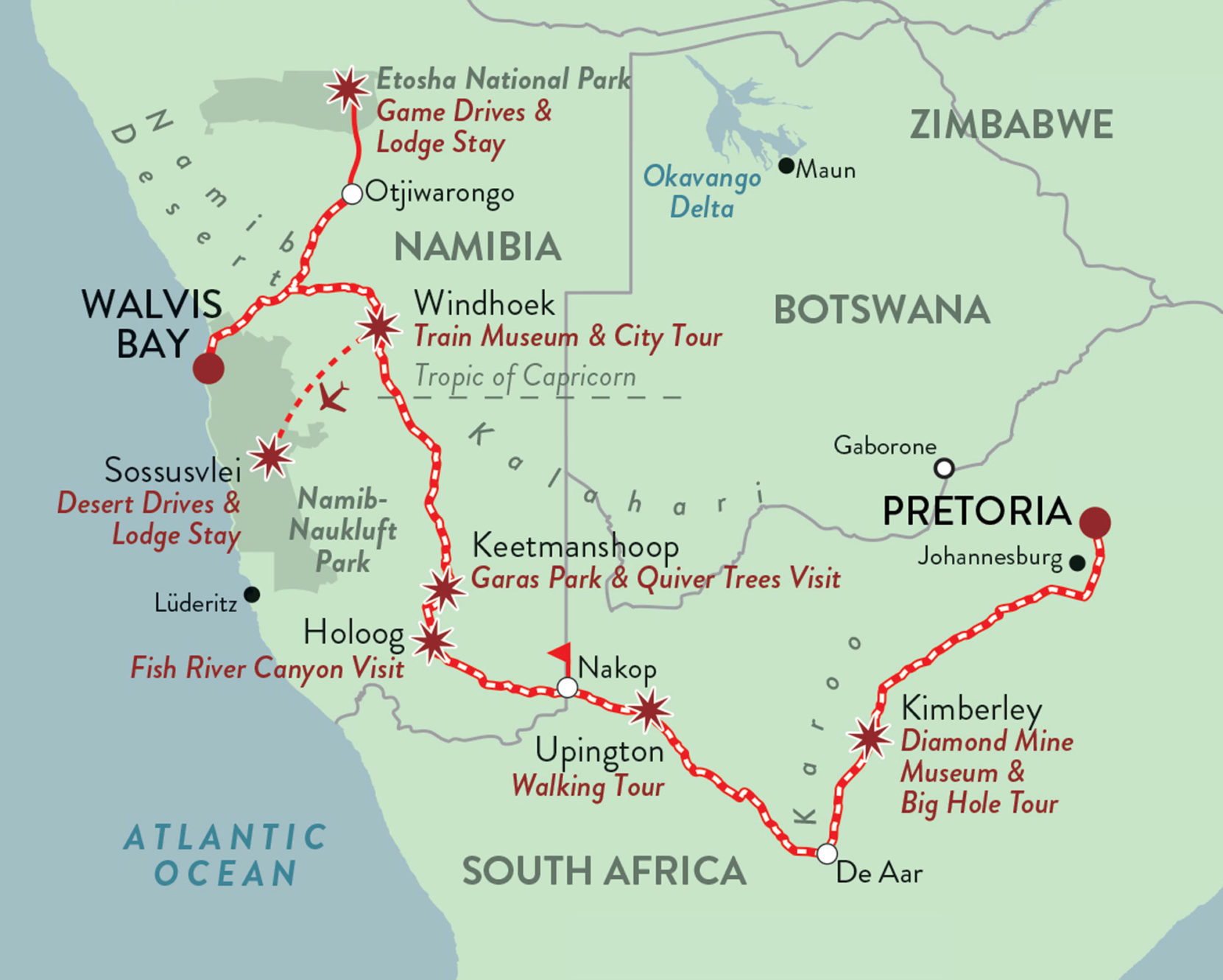 Rovos Rail Namibia Safari Route Map © Rovos Rail