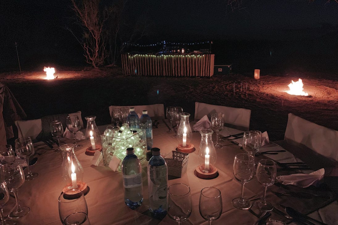 Bush dinner under the stars of the Milky Way in the Namib-Naukluft National Park staying at the Sossusvlei Lodge © Coupleofmen.com