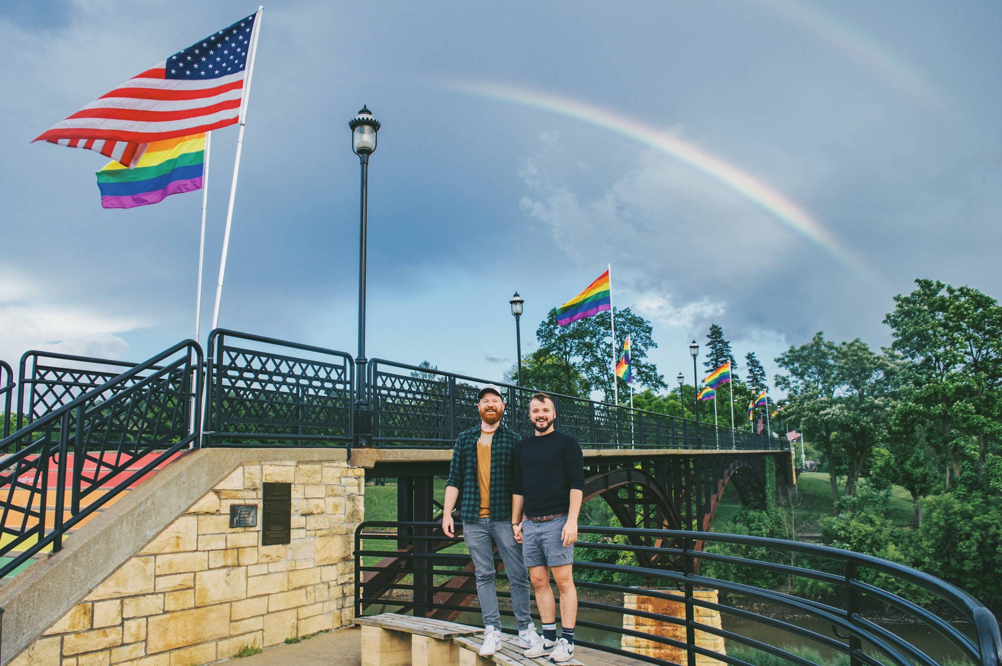 Gay Galena LGBT Getaway Illinois Galena LGBTQ+ Getaway Illinois Rainbow Bridge & Rainbow © Coupleofmen.com