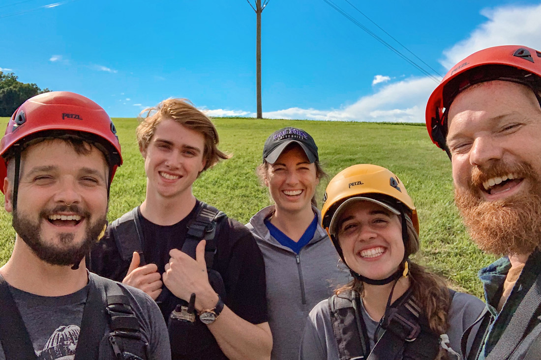 Galena Illinois Road Trip Galena Gay Getaway Illinois Selfie moment after our Zip Line Adventure with Long Hollow Canopy Tours in Galena, Illinois © Coupleofmen.com