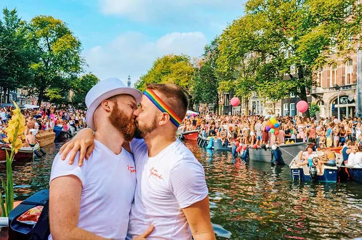 Pride Amsterdam 2018 from a Canal Parade Boat © Coupleofmen.com